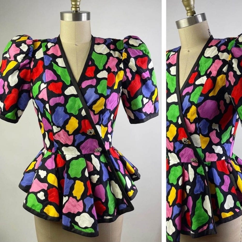 Gorgeous! Vintage Saks 5th Ave Peplum Asymmetrical Jacket Top